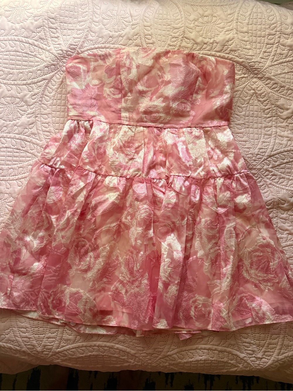 Pink Strapless Homecoming Dress
